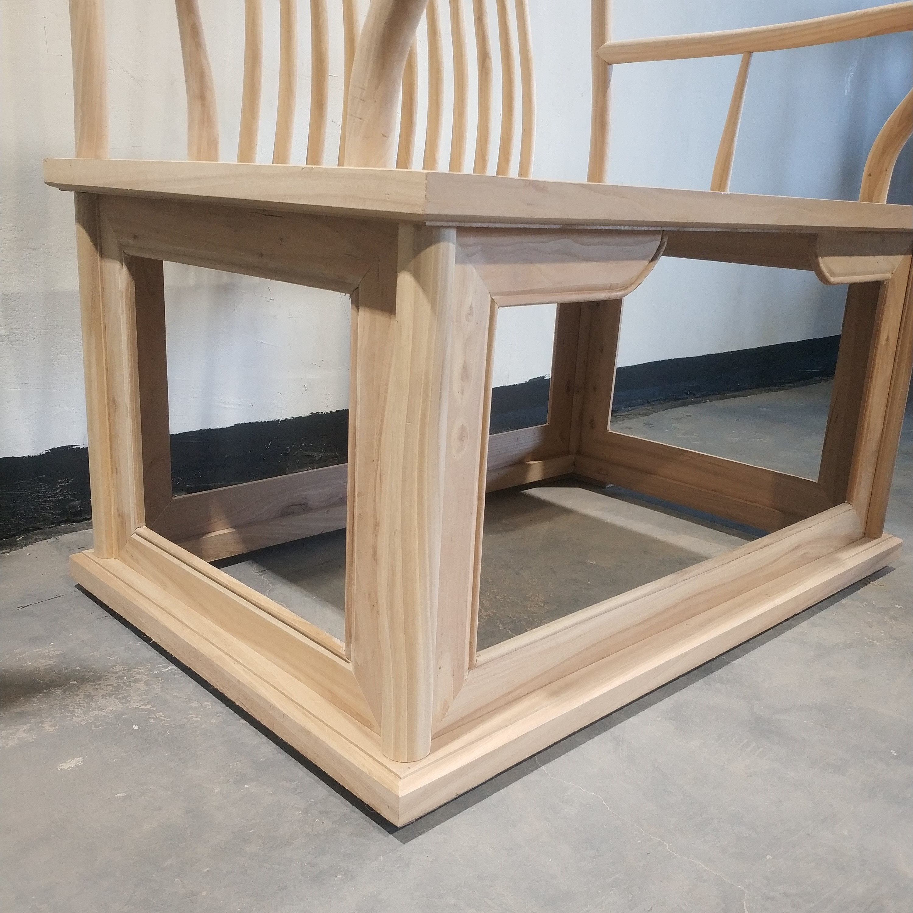 榆木白坯白圈椅官帽茶桌茶椅餐椅休闲圈椅