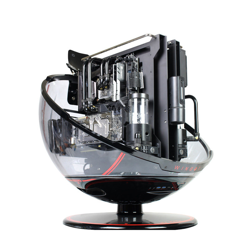 机箱inwin迎广winbot黑红球型分体水冷金属散热器