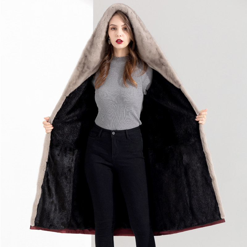 克服尼克水貂整貂内胆过膝可拆卸派克皮草外套皮草