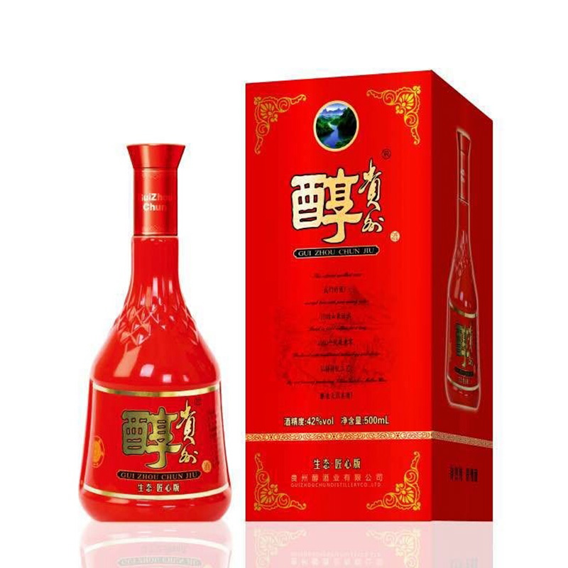 贵州醇白酒 42度生态匠心红贵500ml礼盒装纯粮食酒浓香型白酒