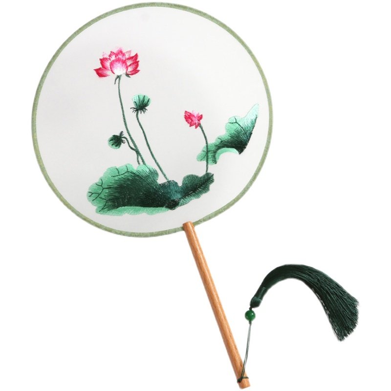 真丝刺绣团扇中国古风成品复古代文艺汉服旗袍走秀舞蹈苏绣圆扇子