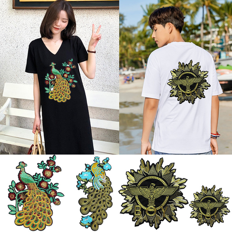 diy百搭个性大号刺绣衣服羽绒服皮衣后背破洞布贴