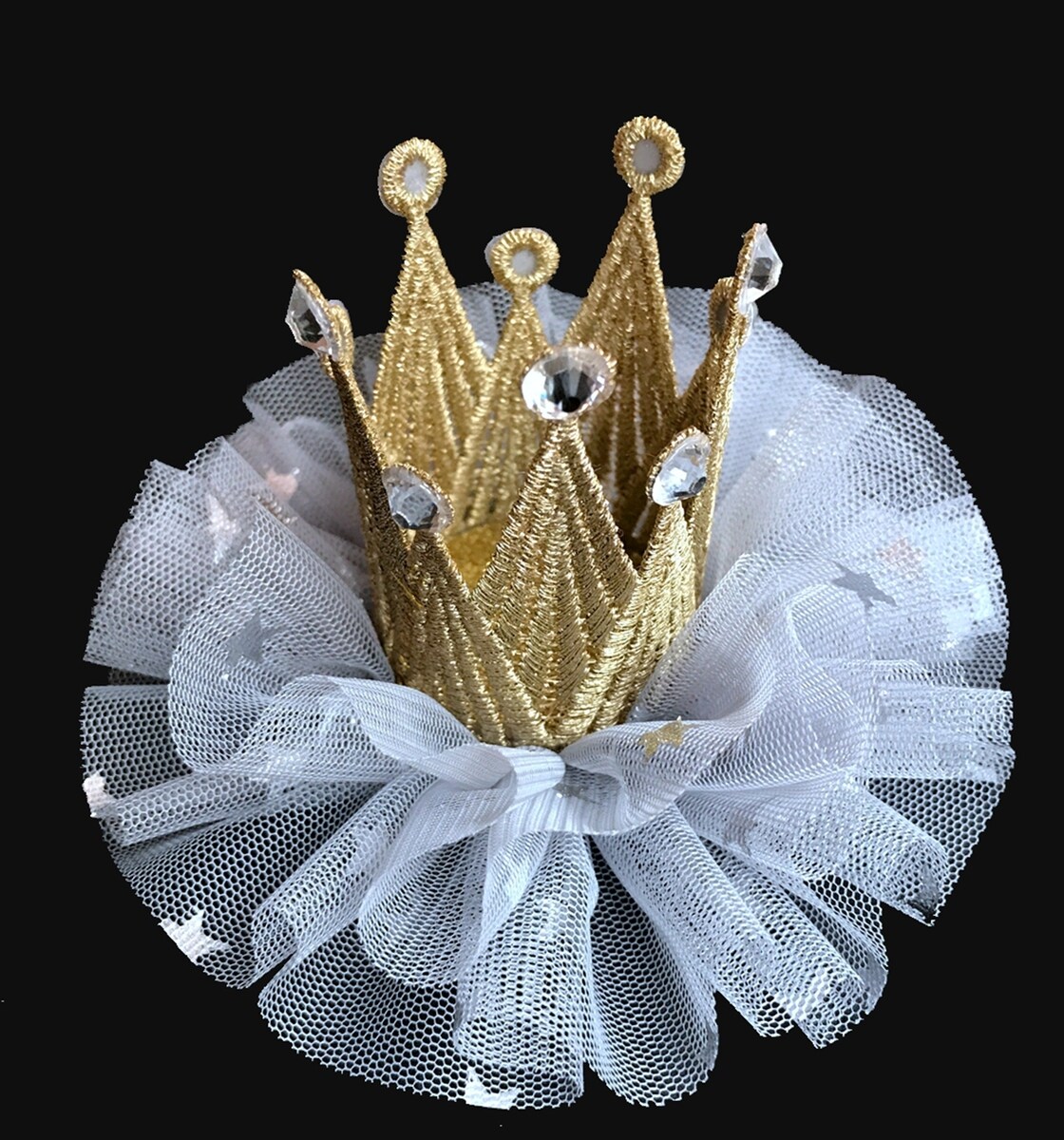 原创设计金色蕾丝皇冠系列梦幻网纱公主头饰发饰