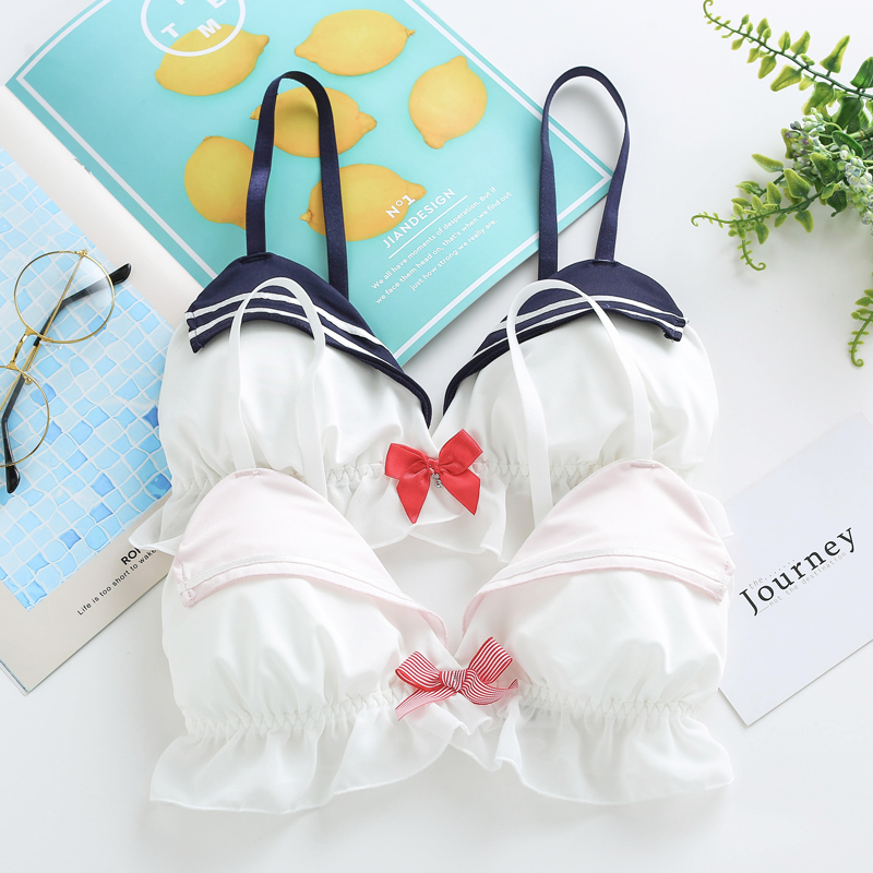 条纹少女海军风日系内衣文胸套装学生可爱水手制服甜美清纯女性感