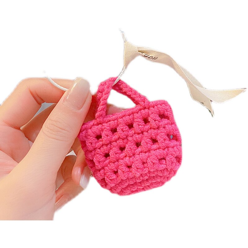 可爱迷你包包diy手工毛线钩针编织挂件成品毛线