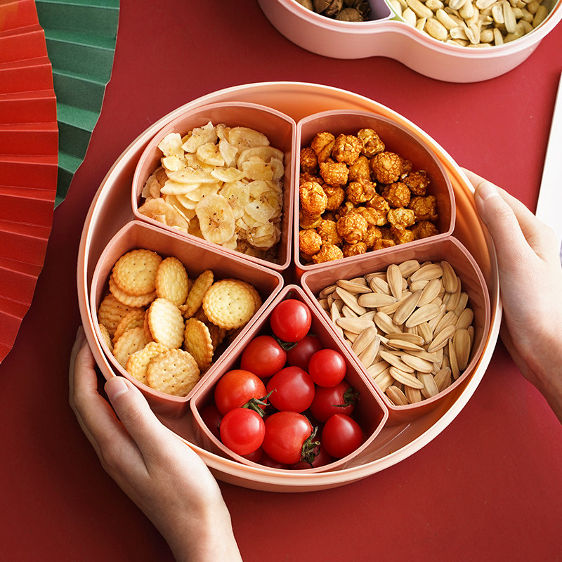 果盘大容量创意过年干果家用客厅水果格带糖果盒果盆