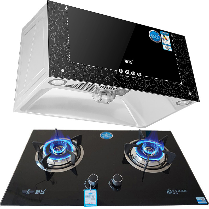 frestech新飞xfy039 xfl053中式油烟机钢化玻璃燃气灶烟灶套装烟灶消