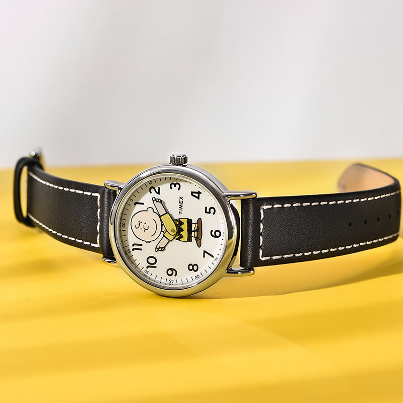timex天美时手表男夜光复古卡通史努比联名石英中性皮带休闲手表
