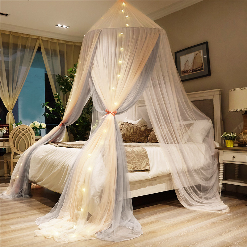 圆顶圆形吸顶落地米床2m公主双人帐纱床幔蚊帐