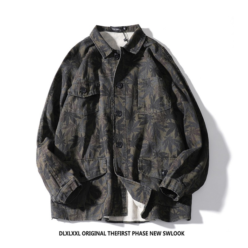 迷彩工装长袖衬衫美式街头嘻哈西海岸口袋衬衣男潮流宽松休闲外套