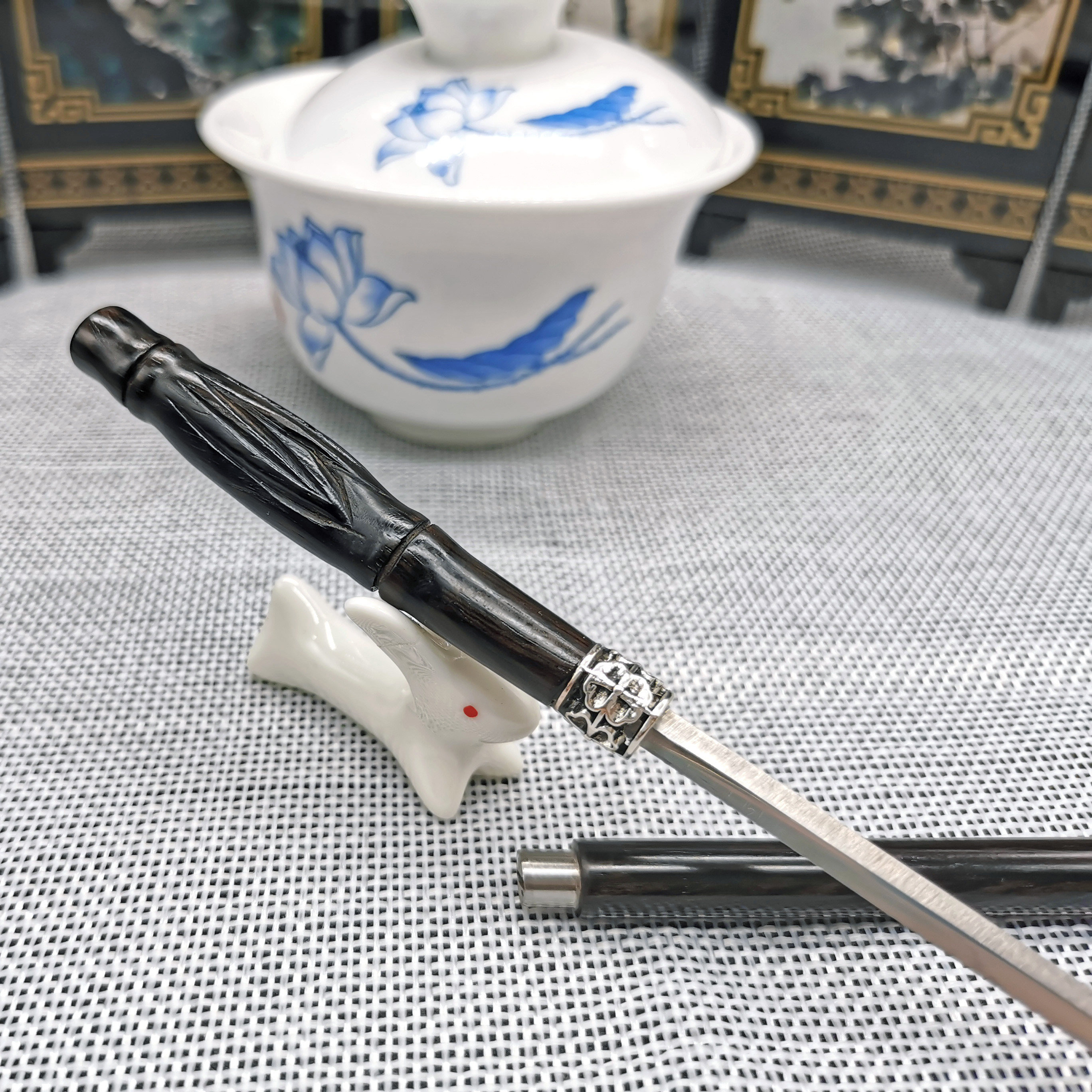 夏竹藏剑簪檀木簪中刀新鲜发簪防身原创复古古风发饰