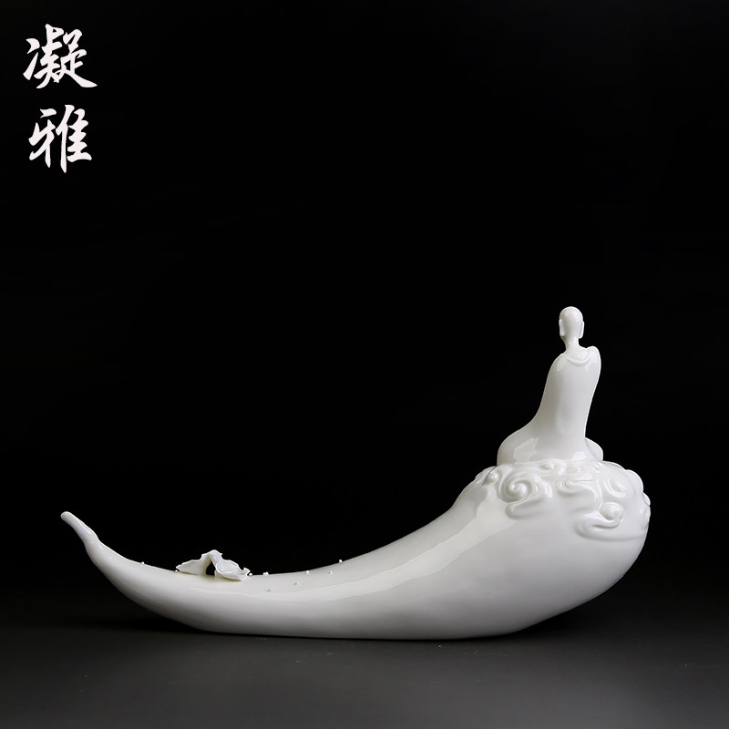 凝雅瓷都德化瓷雕林彬彬云水心香插香雕塑摆件摆件