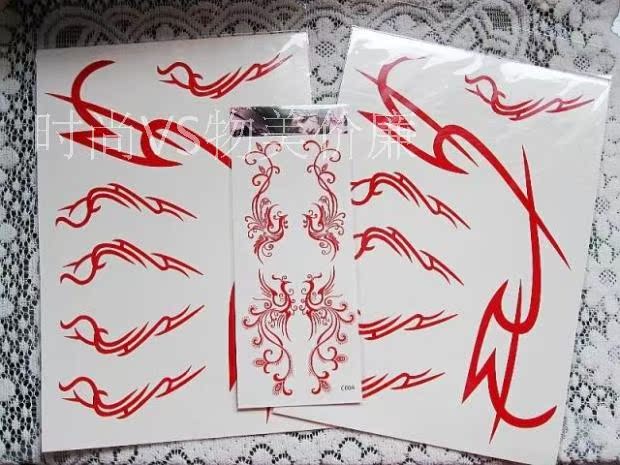 cos纹身贴花钿额贴眉心贴红色图腾纹身凤凰防水男女款套装包邮