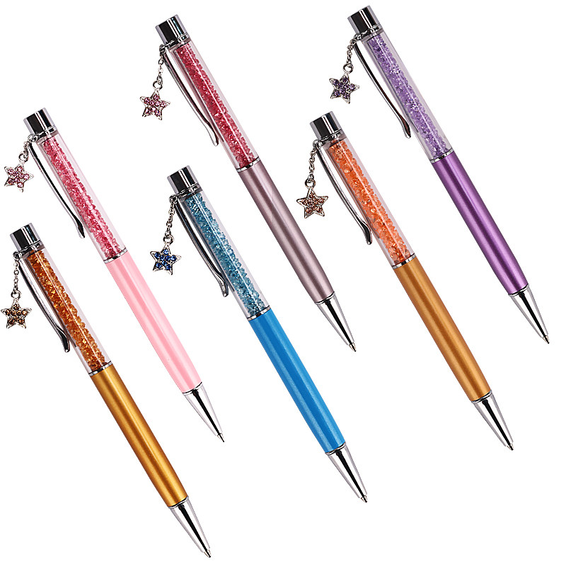 水晶星星商务礼品迷你钻石石笔长款吊坠旋转中性笔中性笔