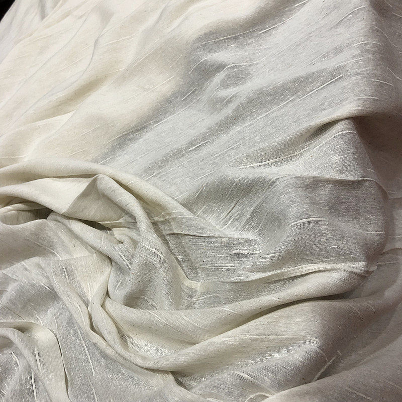 米白白色真丝草木面料桑蚕蚕丝胚布老货真丝面料布面料