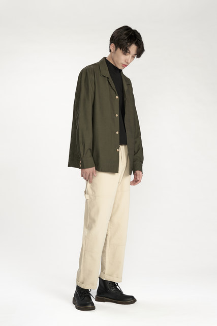 LIberty KostumE spring waffle solid color loose couple half-high collar long-sleeved T-shirt bottoming shirt male LIberty KostumE spring waffle solid color loose couple half-high collar long-sleeved T-shirt bottoming shirt male