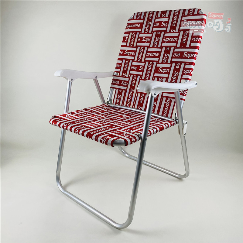 现货supreme20sslawnchair联名满印logo弹幕户外折叠餐椅
