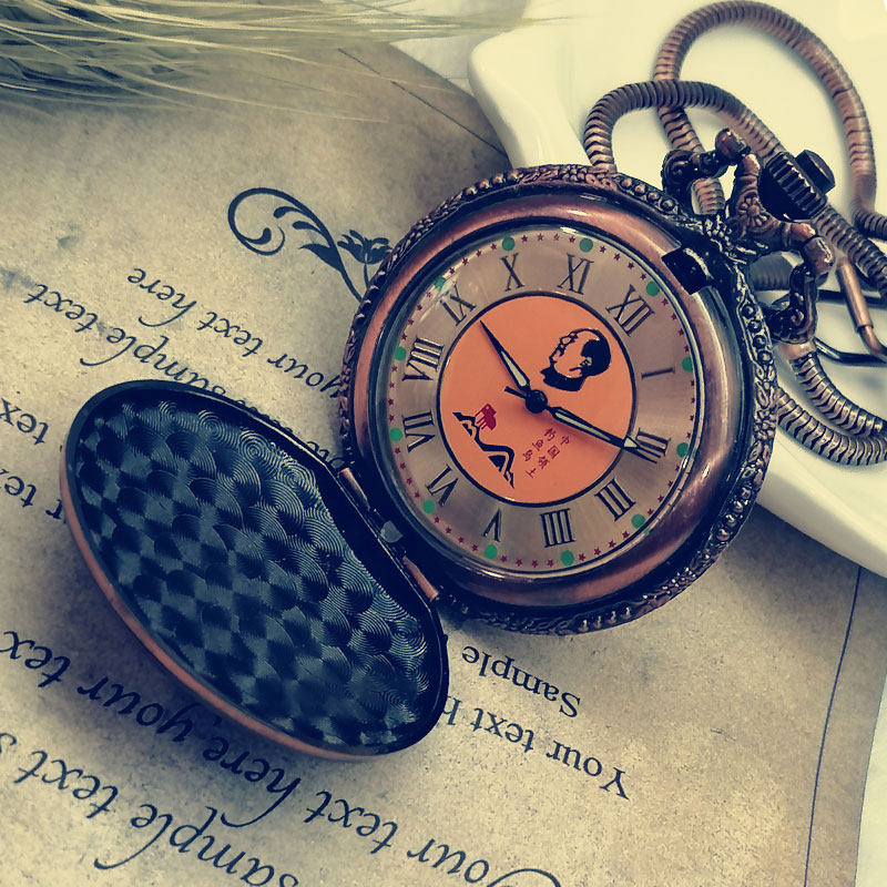 复古罗马石英怀表人物头像夜光发光怀表