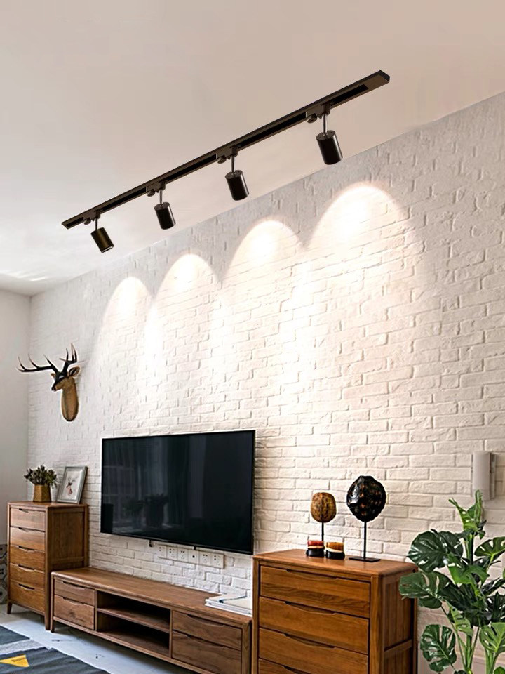 简约北欧射灯led轨道三色变光7w15w家用客厅筒灯