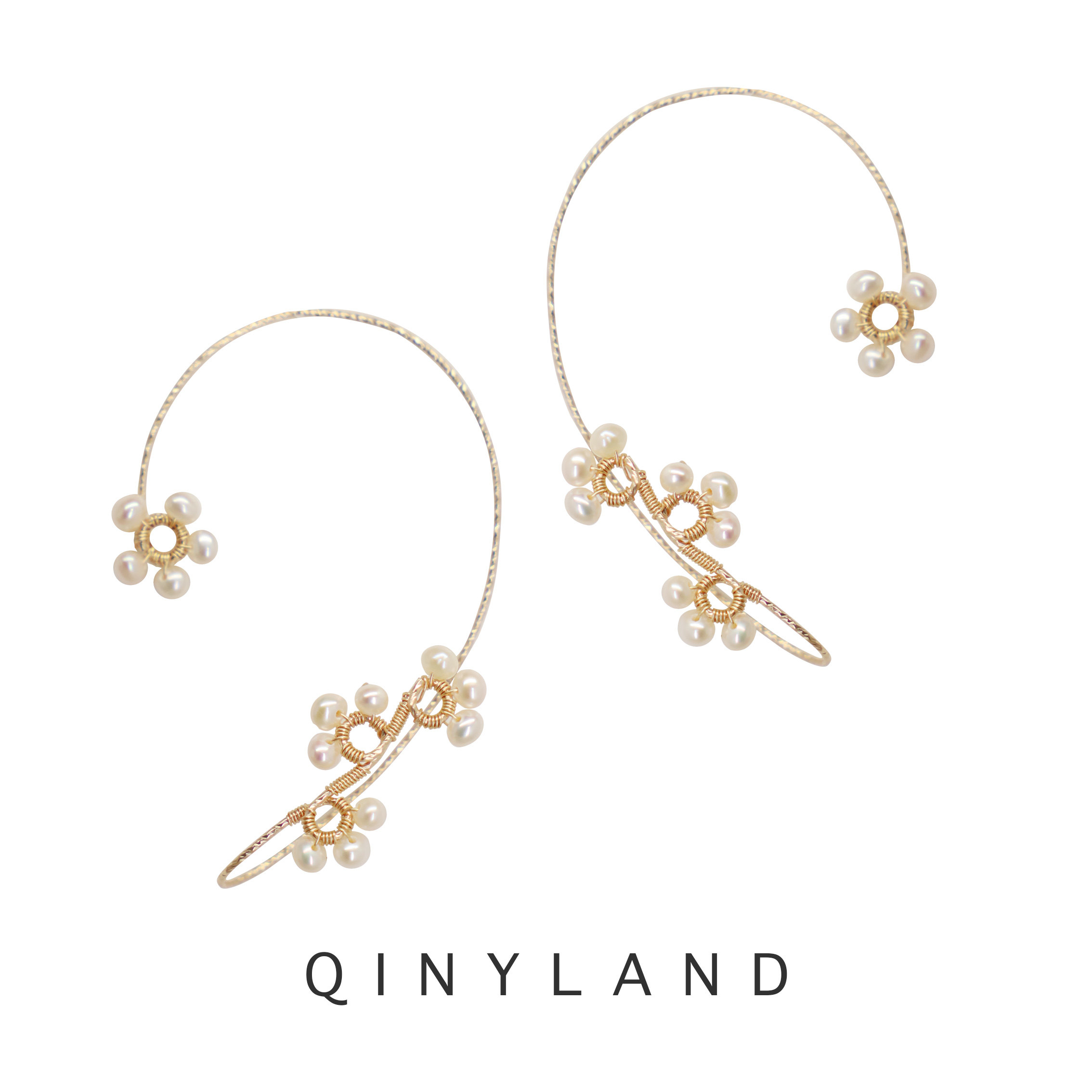 清野珍珠14k耳饰挂耳洞耳免耳古风天然复古耳环