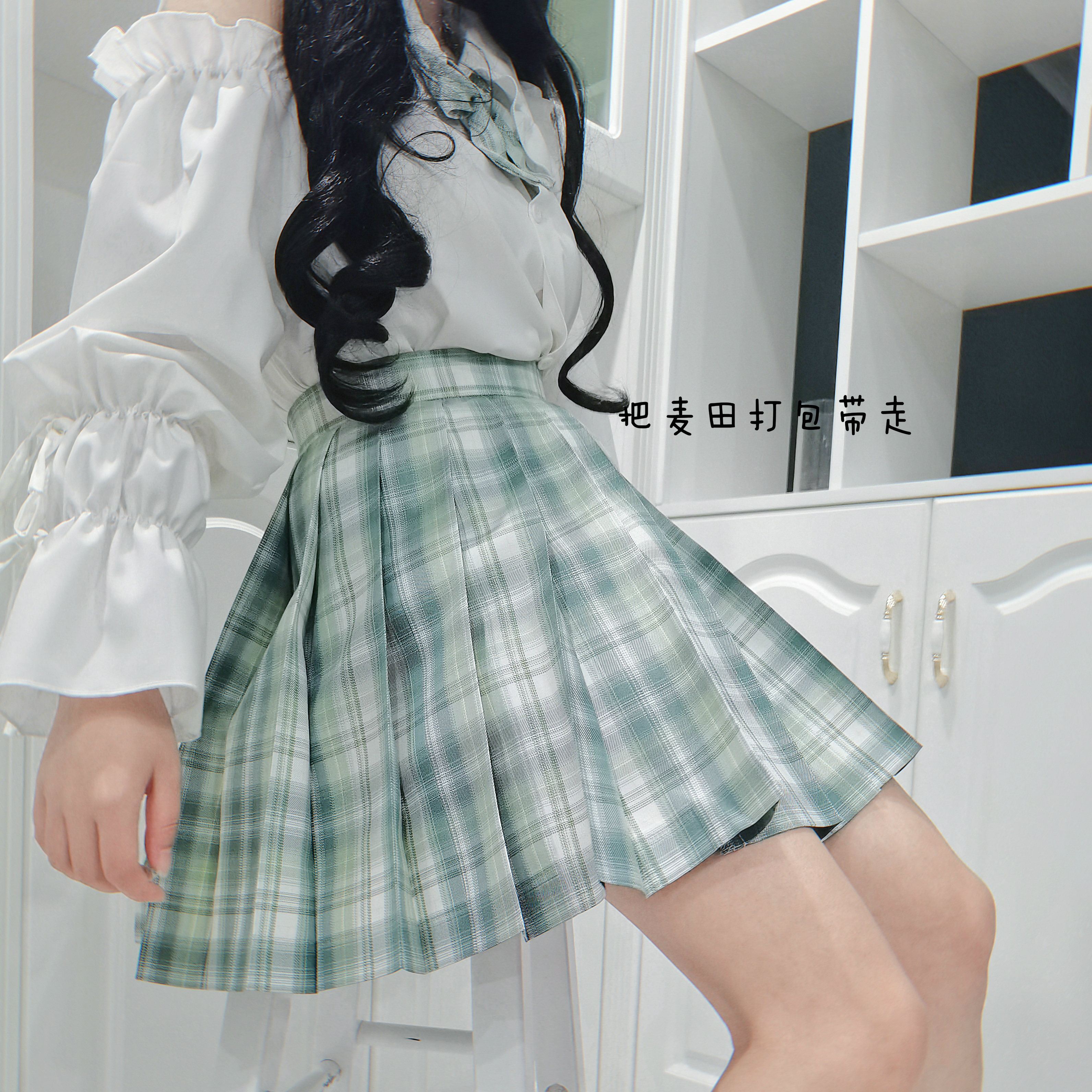 原创青梅绿茶jk制服格裙浅格绿格小格现货jk