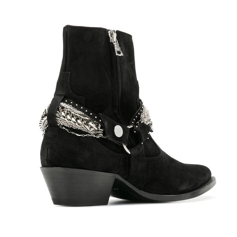 2021新款欧美冬季chelseaboot切尔西靴男尖头链条时装靴