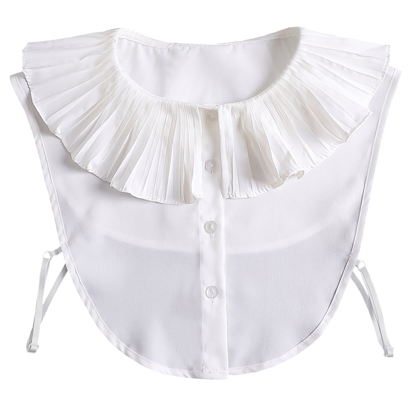 俏皮可爱风琴褶荷叶边假领子女气质毛衣内搭白色雪纺花边假衬衣领