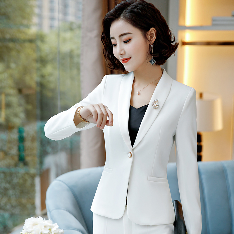 职业装白色小西装套装女秋冬新款商务西服正装经理白领面试工作服