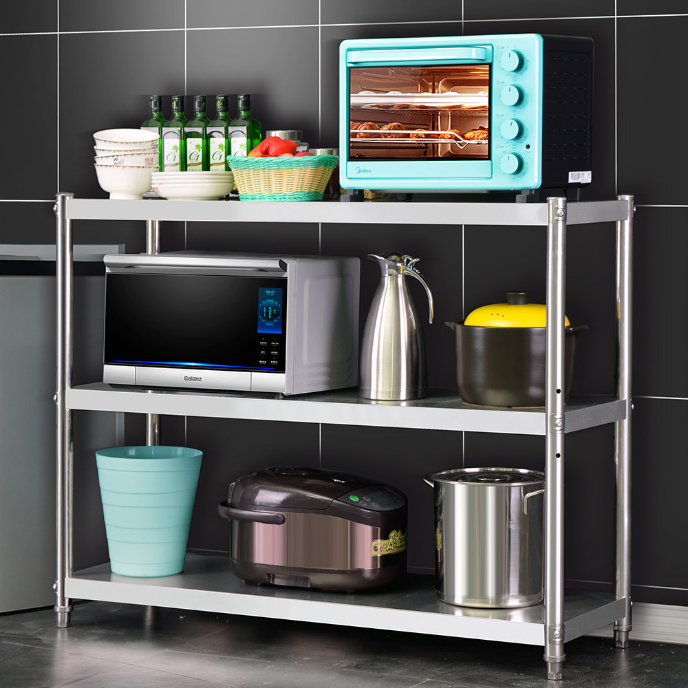 厨房置物架不锈钢货架橱柜多功能收纳三层灶台台架厨房置物架