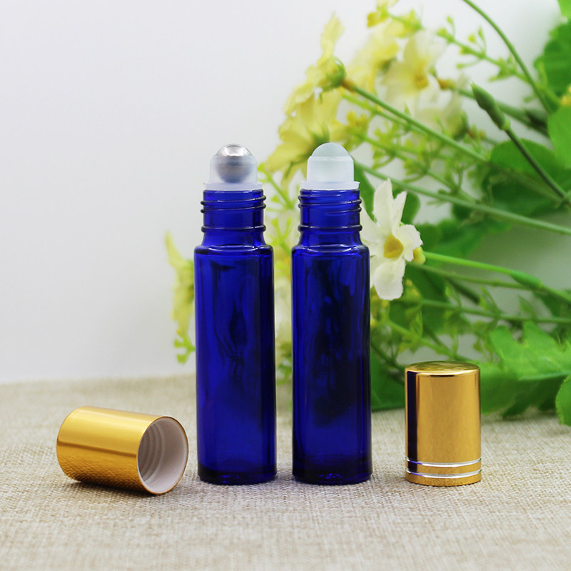 10ml蓝色玻璃滚珠精油精华液分装空瓶化妆品走珠化妆