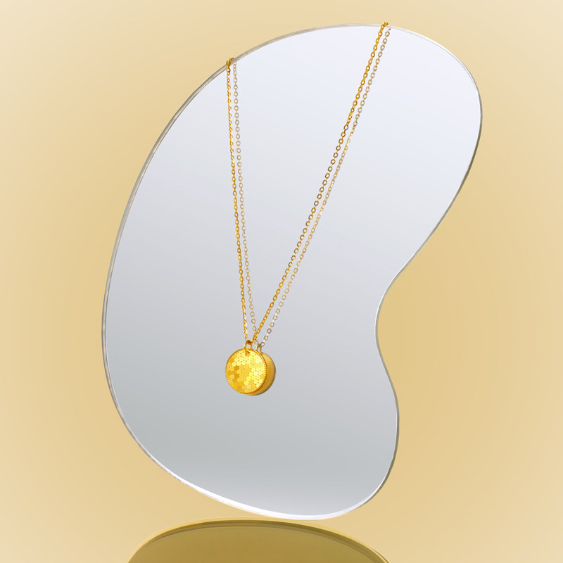 高光潮宏基项链cnc镜面金镜面5g流光套链足金颈饰