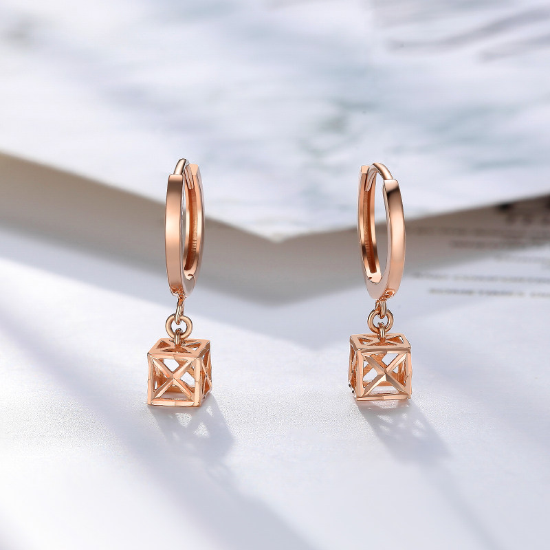 潮宏基 空间 18k金耳钉玫瑰金耳钉彩金耳饰耳环女