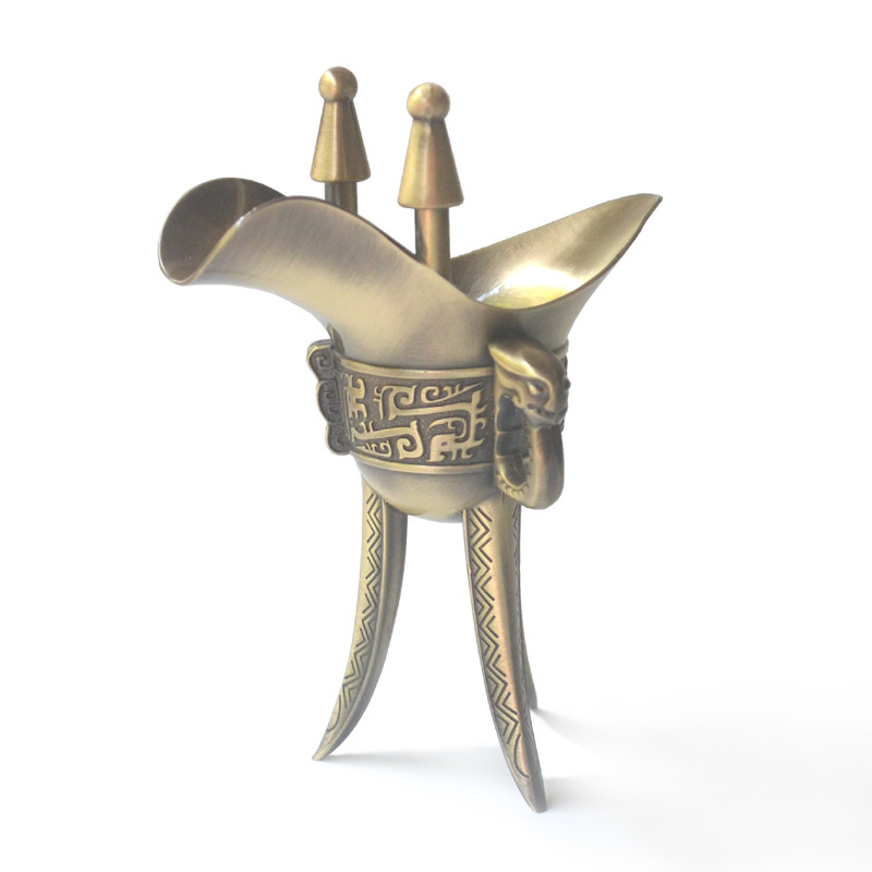 高脚杯仿古婚庆杯酒复古青铜色古代代帝王爵家居装饰酒杯