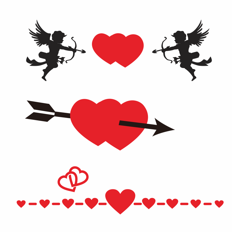 一箭丘比特穿心车贴七夕表白婚车装饰贴纸射心汽车装饰贴