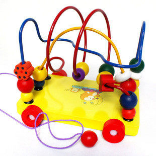 房子拖车绕珠 串珠 儿童益智玩具 木制玩具 锻炼宝宝手指/学走路