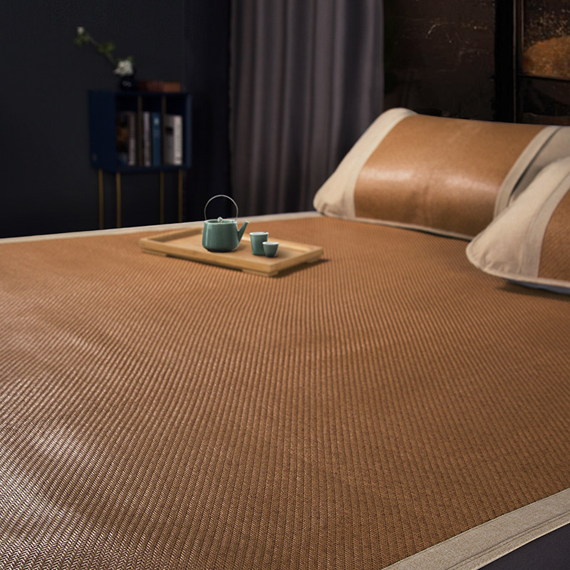 席子lovo乐蜗罗莱家纺夏凉艾草藤席三件件套夏季凉席