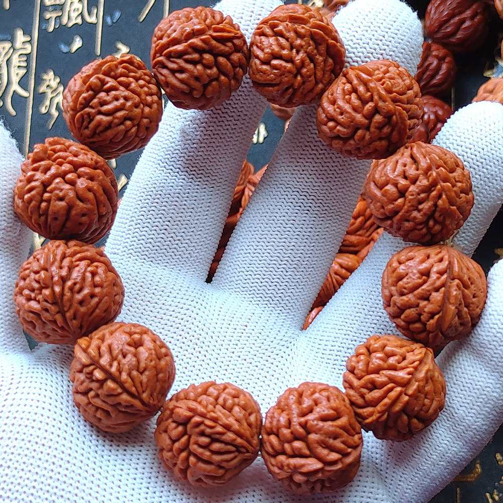 24mm恐龙蛋龙纹桃秦岭宫灯桃胡原生佛珠精品菩提佛珠