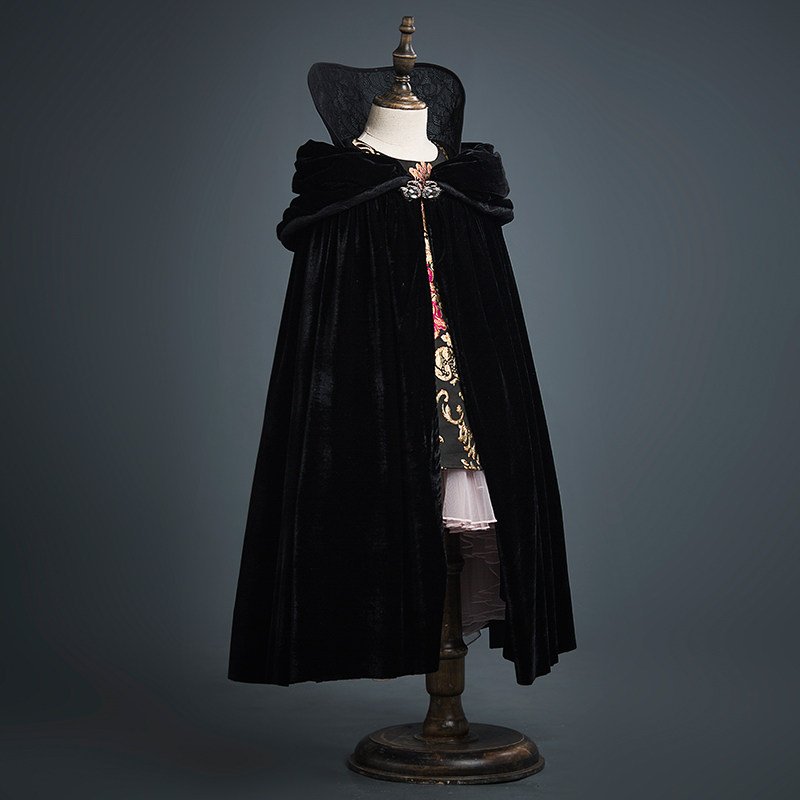 设计女童丝绒斗篷哥特式儿童走秀披风礼服公主披风