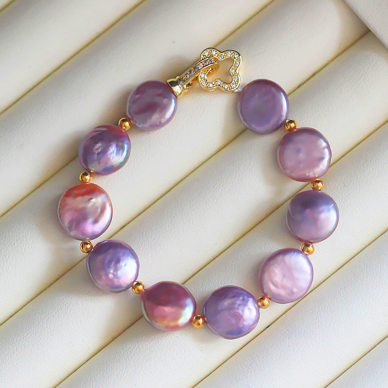 天然珍珠手链巴洛克炫彩纽扣异形手饰手饰