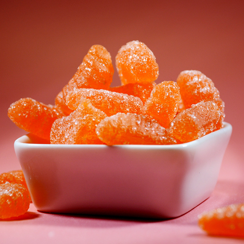 软糖橘子果汁桔子老式喜糖橡皮糖罐装500g一份传统糖果