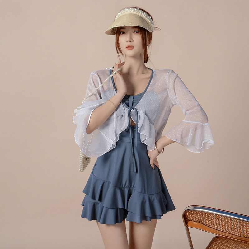 泳衣新款连体温泉游泳馆肚子海边三亚时尚保守连体泳衣