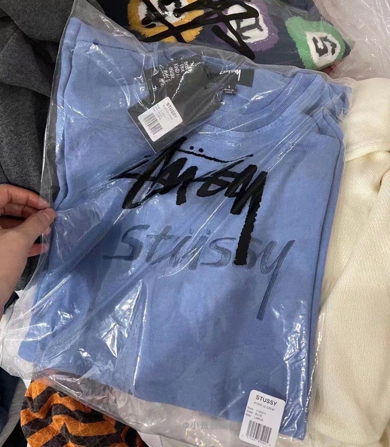 stussyriverslcrew新品胸前刺绣logo长袖男女卫衣