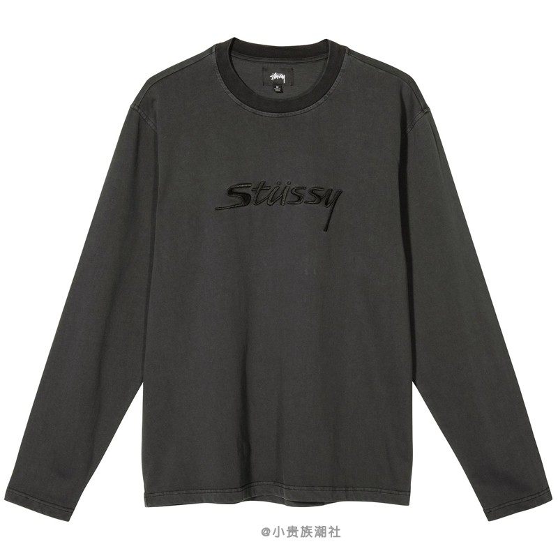 stussyriverslcrew新品胸前刺绣logo长袖男女卫衣