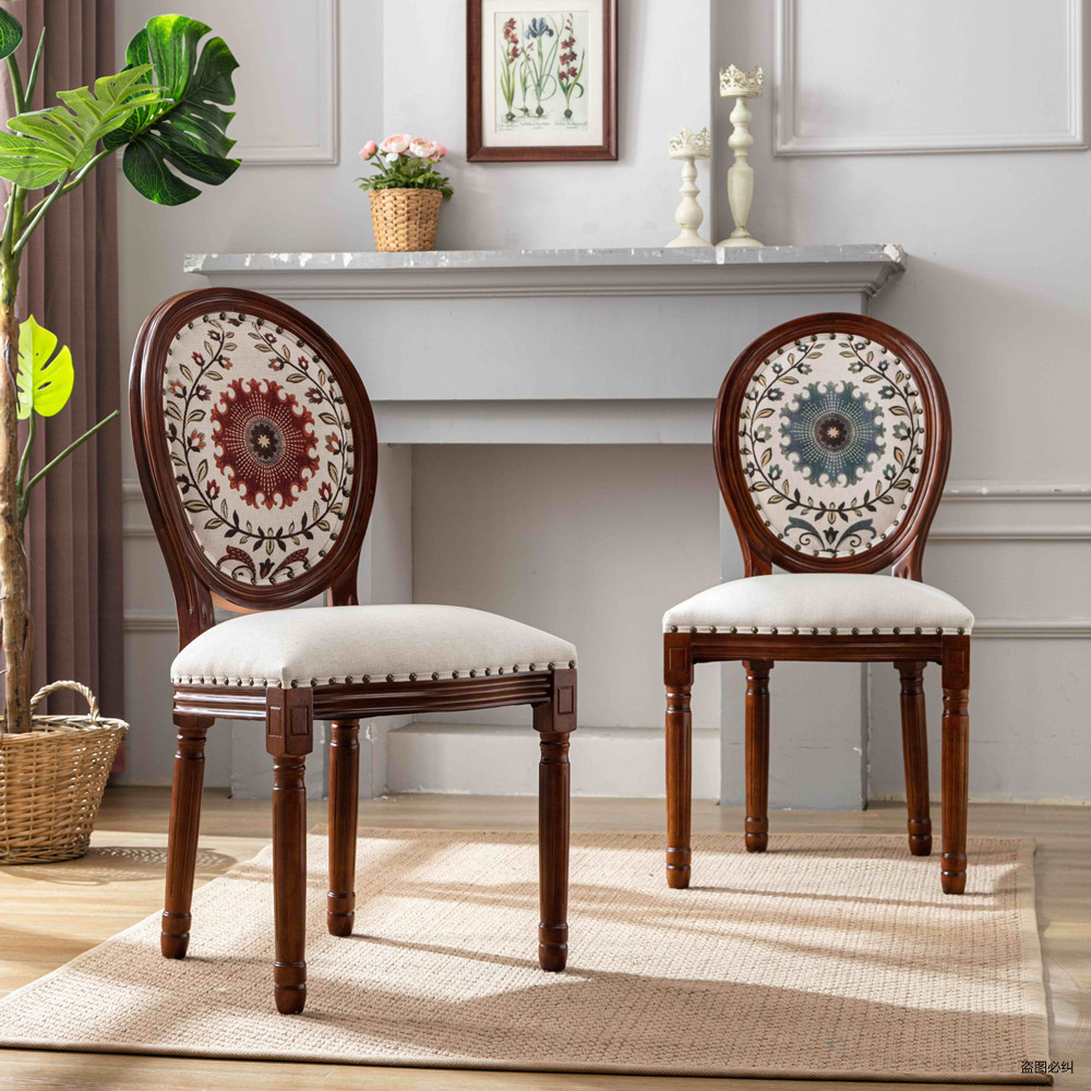 餐椅美式乡村复古实木椅子欧式现代简约背椅北欧餐椅