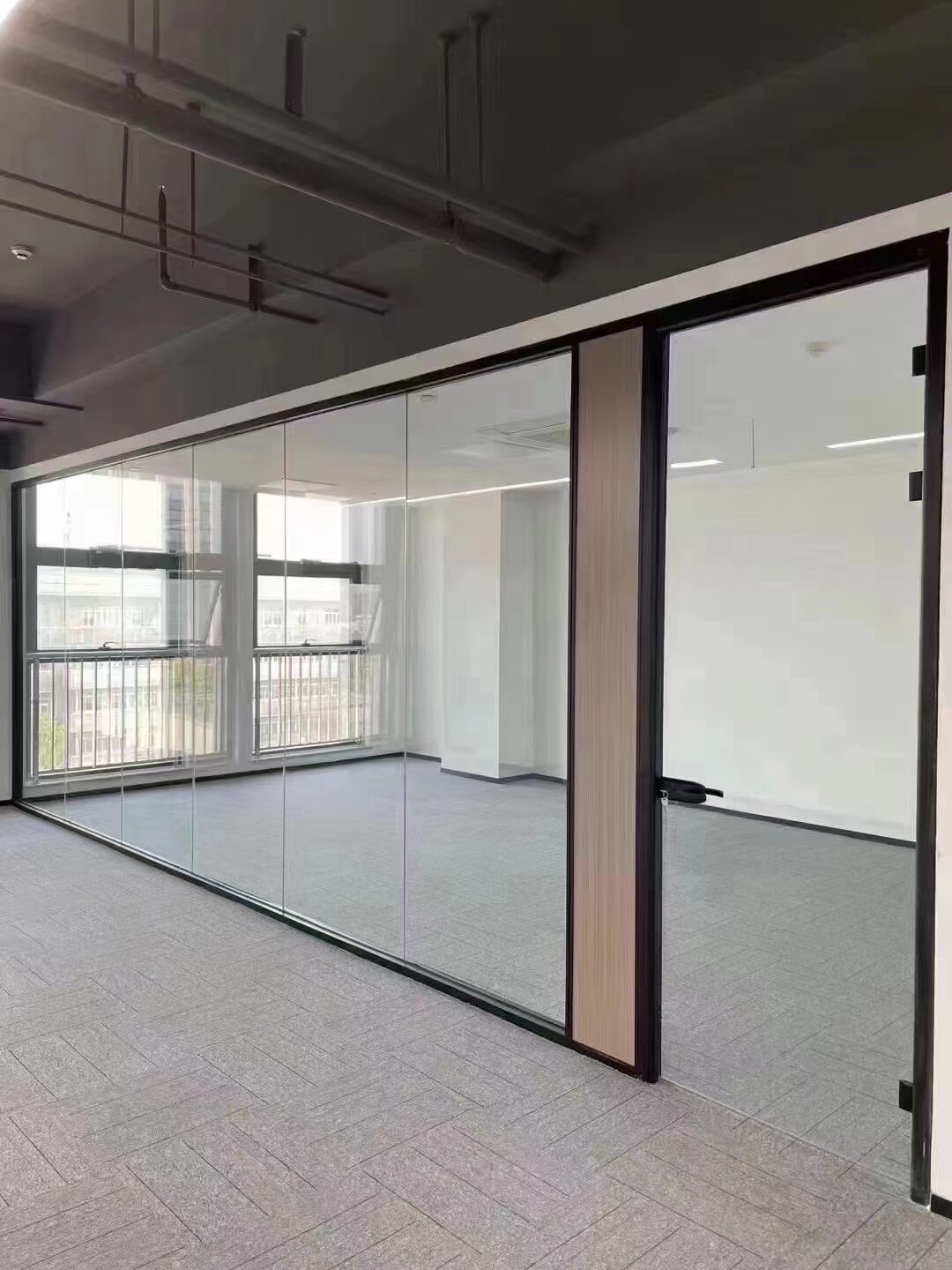 玻璃深圳高隔断隔断办公室工厂铝合金双层内置百叶高隔断