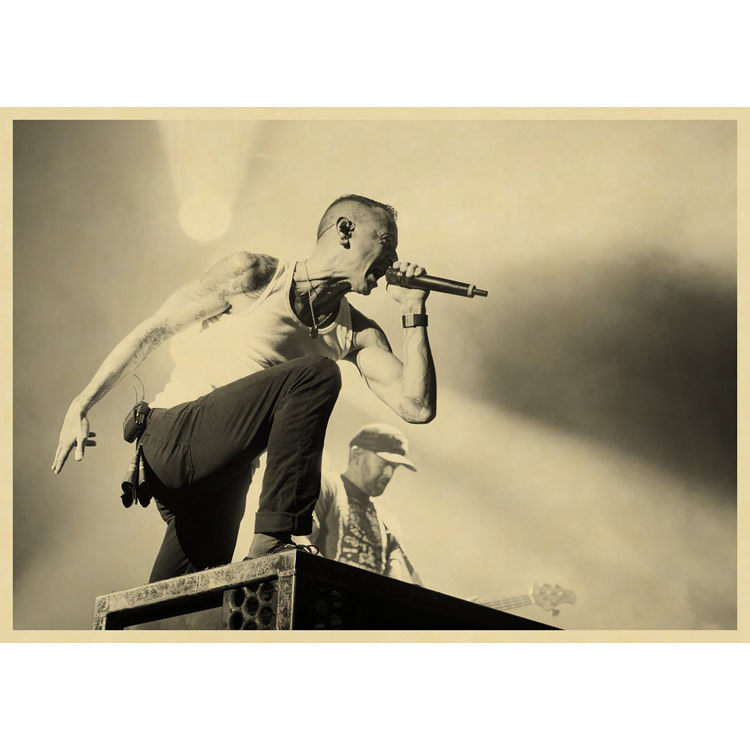 林肯公园海报摇滚乐队画报音乐无框画linkinpark牛皮纸装饰画现代装饰