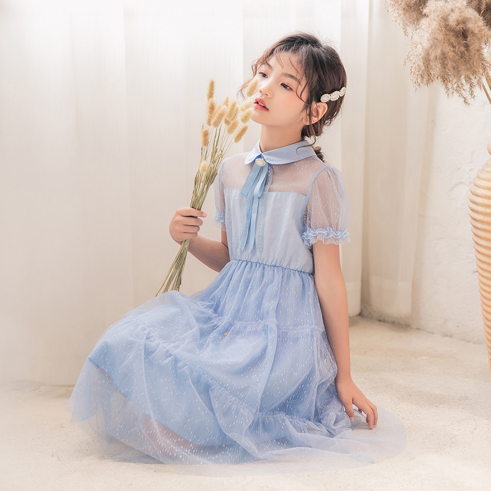 韩国礼服白色女孩女裙仙女公主网红洋气儿童连衣裙