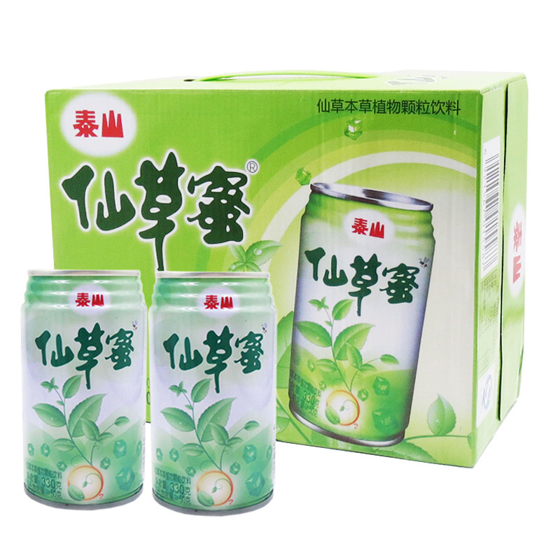 泰山仙草330mlx6整箱颗粒凉茶茶饮料罐头夏日冻黑凉茶