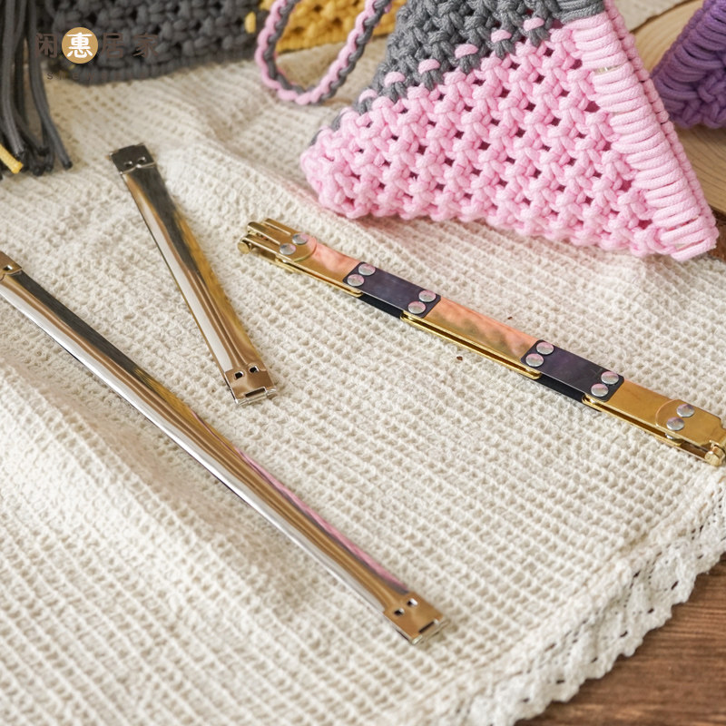 闲惠居家手工编织diy包包进口电镀银五金配件六边弹片金色口金片