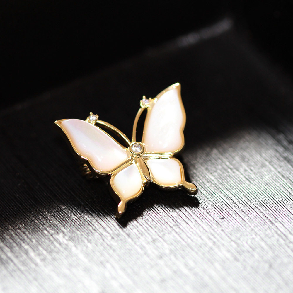 轻奢小巧mini天然贝母蝴蝶胸针简约时尚女款胸针